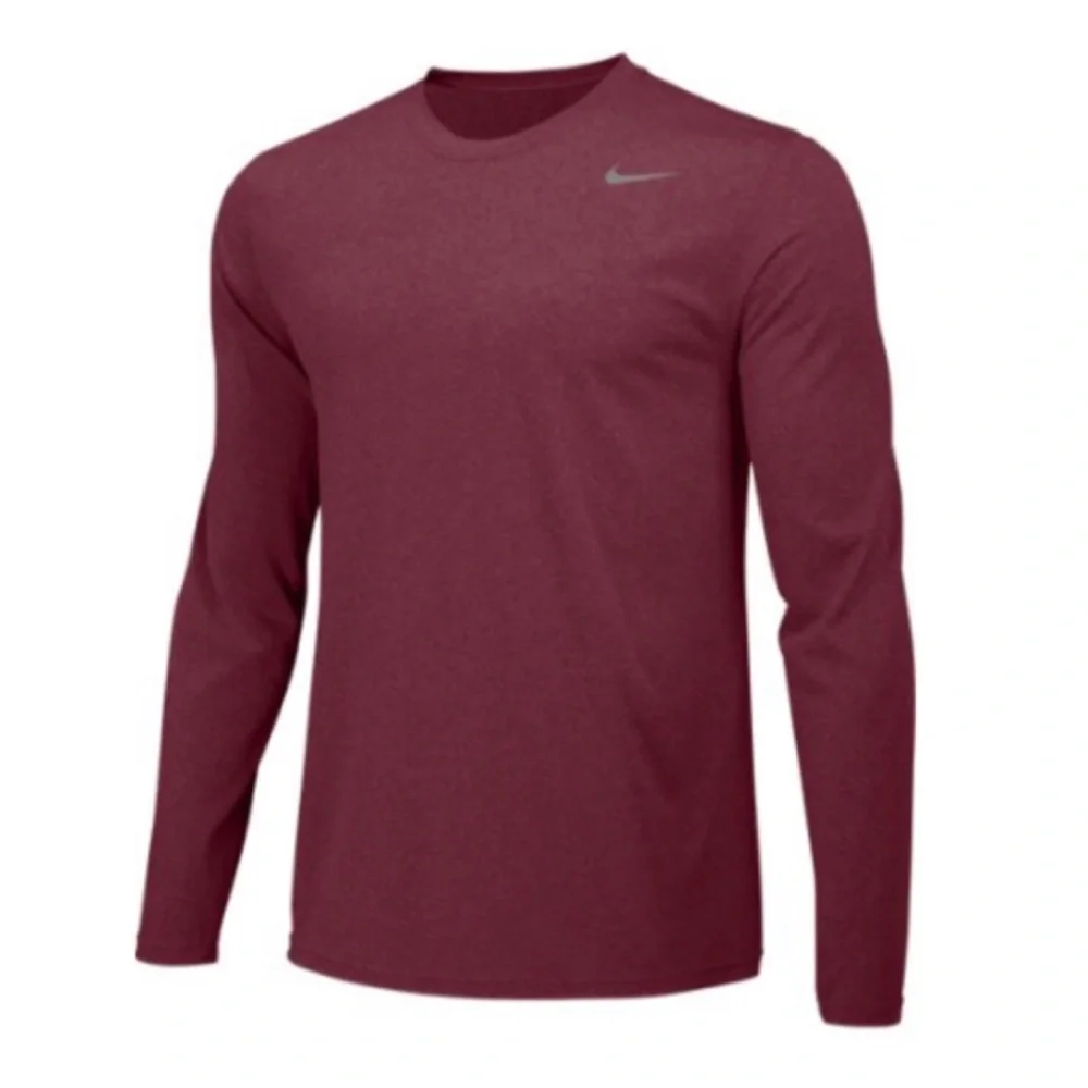 NWT Nike Maroon Team Legend Crew Long Sleeve Training T-Shirt Size 2XL